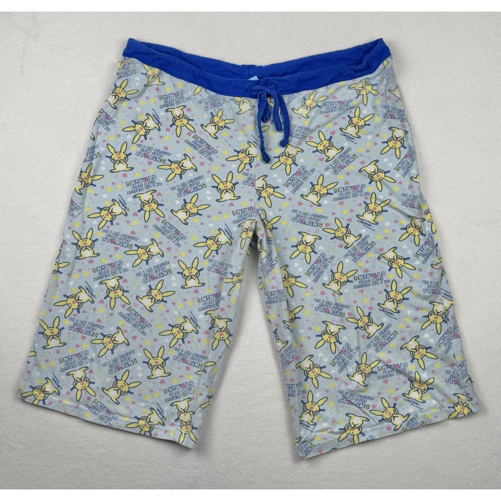 It's‎ Happy Bunny Jim Benton Pajama Shorts  Size XL  Blue Yellow